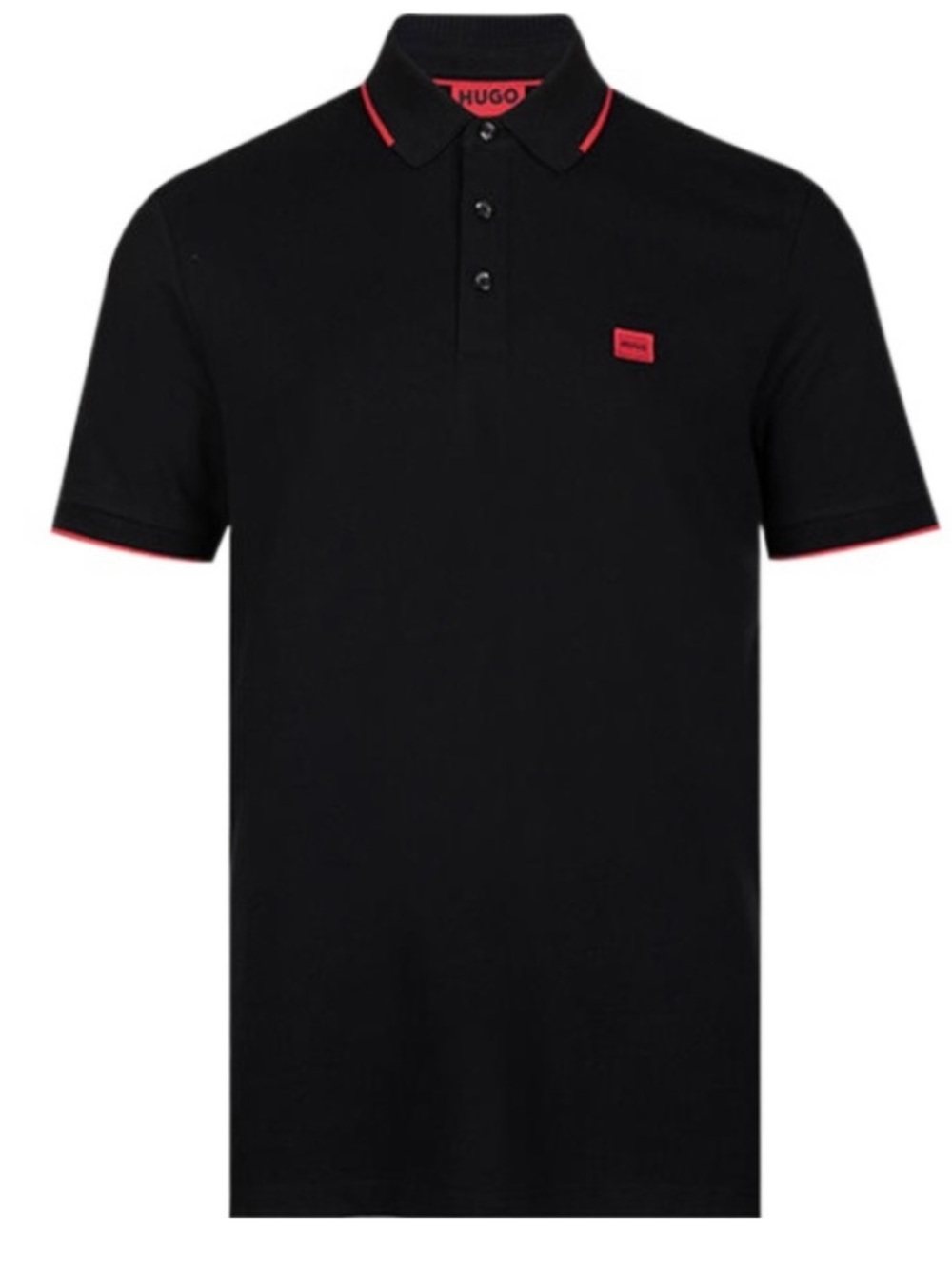 HUGO Black Polo Shirt with Red Trim NWT